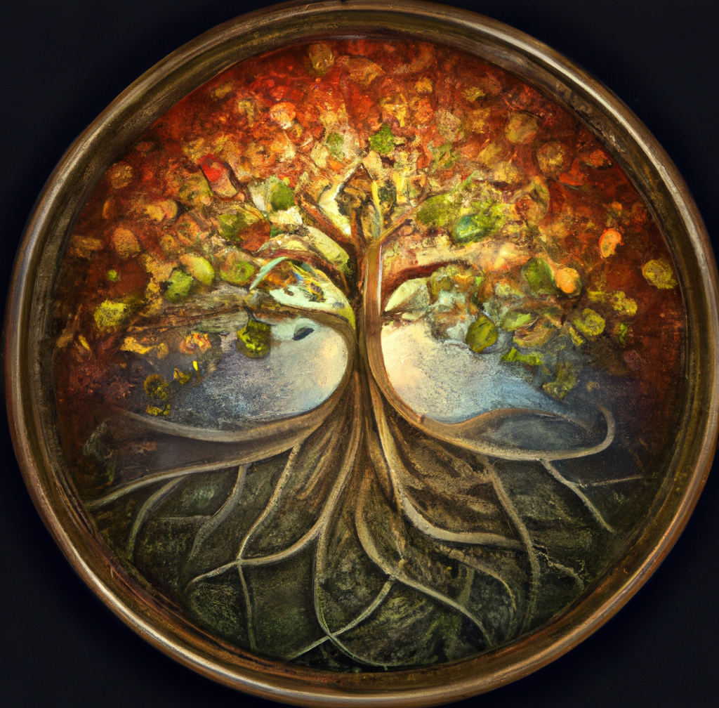 "Tree of Life".  The tree of life is a symbol found in various cultures and religions, often representing the connection between heaven and earth, knowledge, and the cycle of life and death.